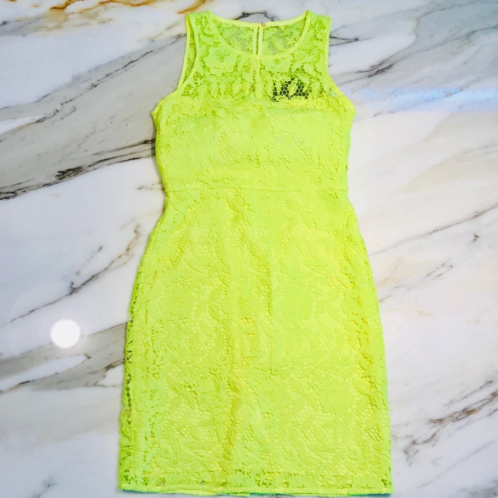 J. Crew COLLECTION Neon Lace Cocktail Dress